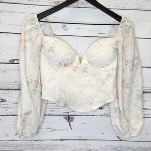 Blush Floral Bustier Blouse‎ Size Small